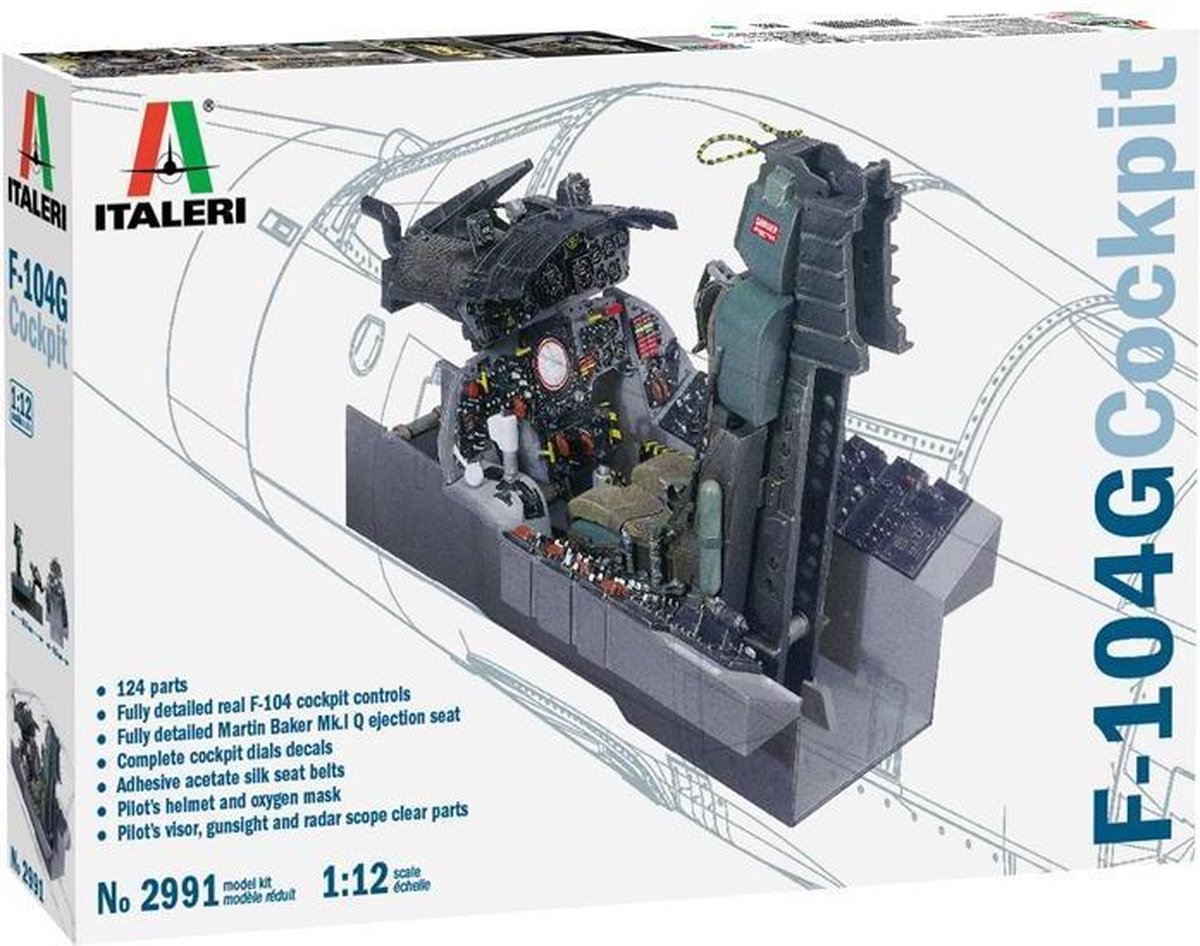 Maquette avion Italeri - 2991 f-104 g cockpit plastique - 1:12 - modélisme