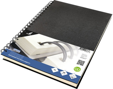 Kangaro dummyboek - a4 - zwart - met spiraal - 160 blanco pagina's - 140 grams - schetsblok