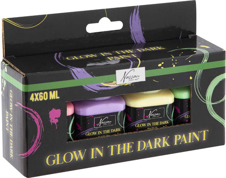 Peinture acrylique Creative Craft Group qui brille dans le noir, 4x60ml