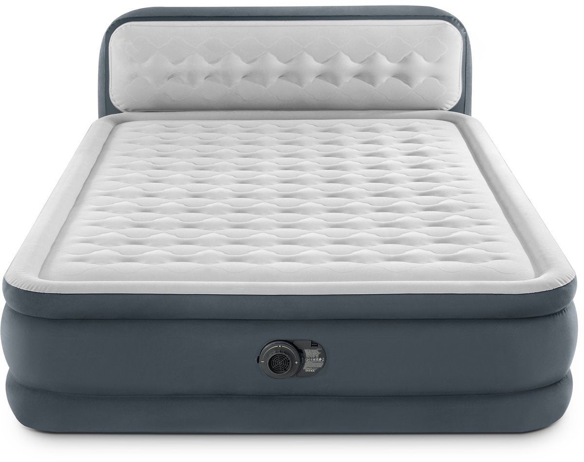 Lit gonflable à tête de lit ultra moelleux Intex queen avec pompe intégrée - 203x152x46cm