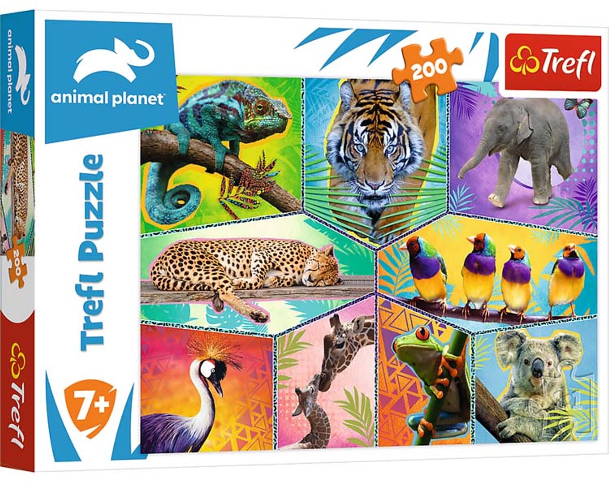 Puzzle Trefl 200 pièces - découverte des animaux exotiques planète animale.