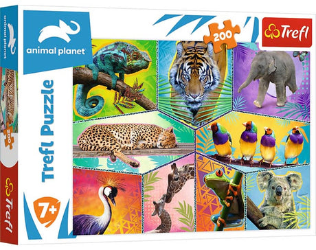 Puzzle Trefl 200 pièces - découverte des animaux exotiques planète animale.