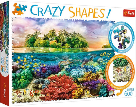 Trefl puzzle île tropicale 600 pièces - formes folles qualité premium.