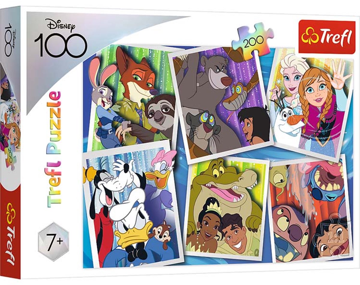 Puzzle Trefl - Héros Disney 200 pièces - 100e anniversaire de Disney.