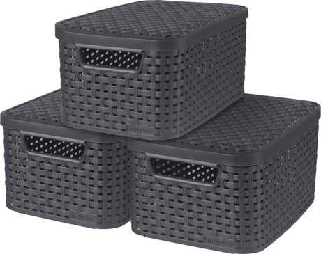Boîtes de rangement Curver avec couvercle 3 ST Style L Anthracite