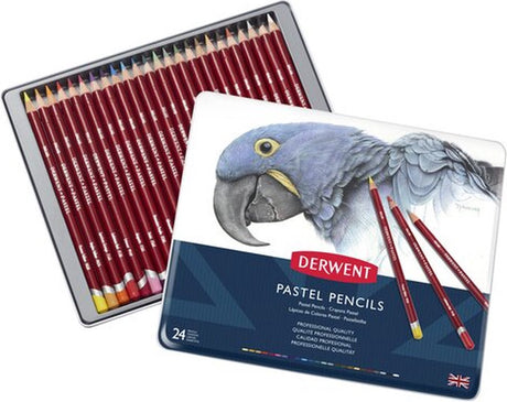 Crayons pastel Derwent - assortiment en boîte métallique - 4mm - 24 pièces