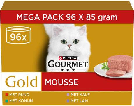 Mousse d'or gourmande - nourriture humide pour chat - lapin boeuf veau agneau - 96 x 85 g