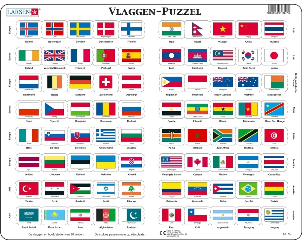 Drapeaux du monde Selecta Larsen, 80 pièces.