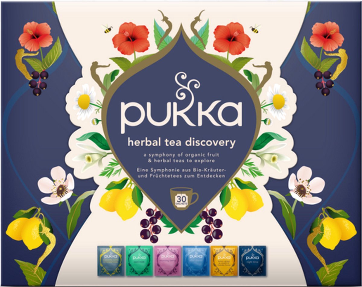 Coffret découverte thé Pukka - 30 sachets de thé - tisane bio - 5 x 6 sachets - coffret cadeau - coffret thé - coffret cadeau thé