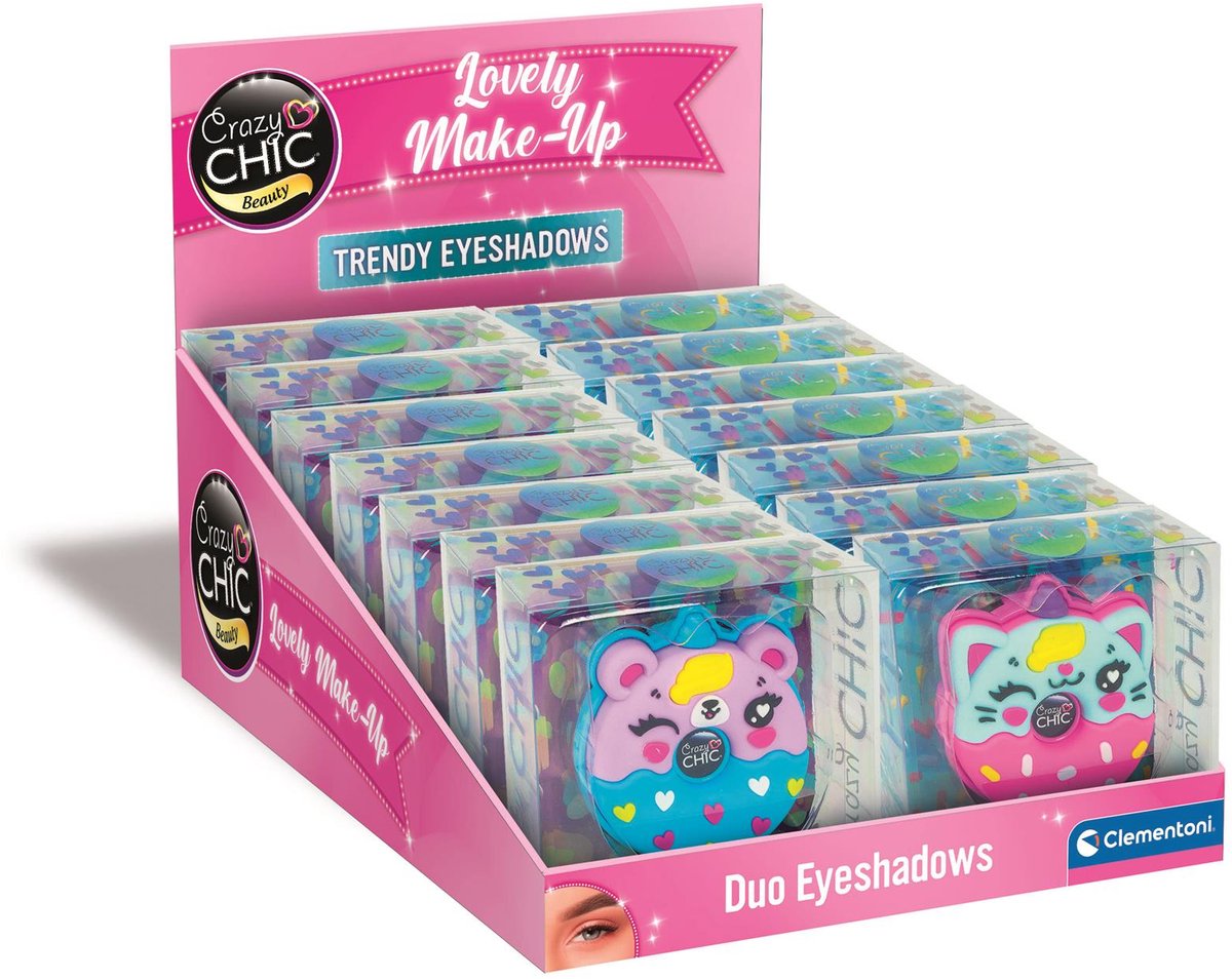 Clementoni fard à paupières crazy chic animaux beignet bleu rose