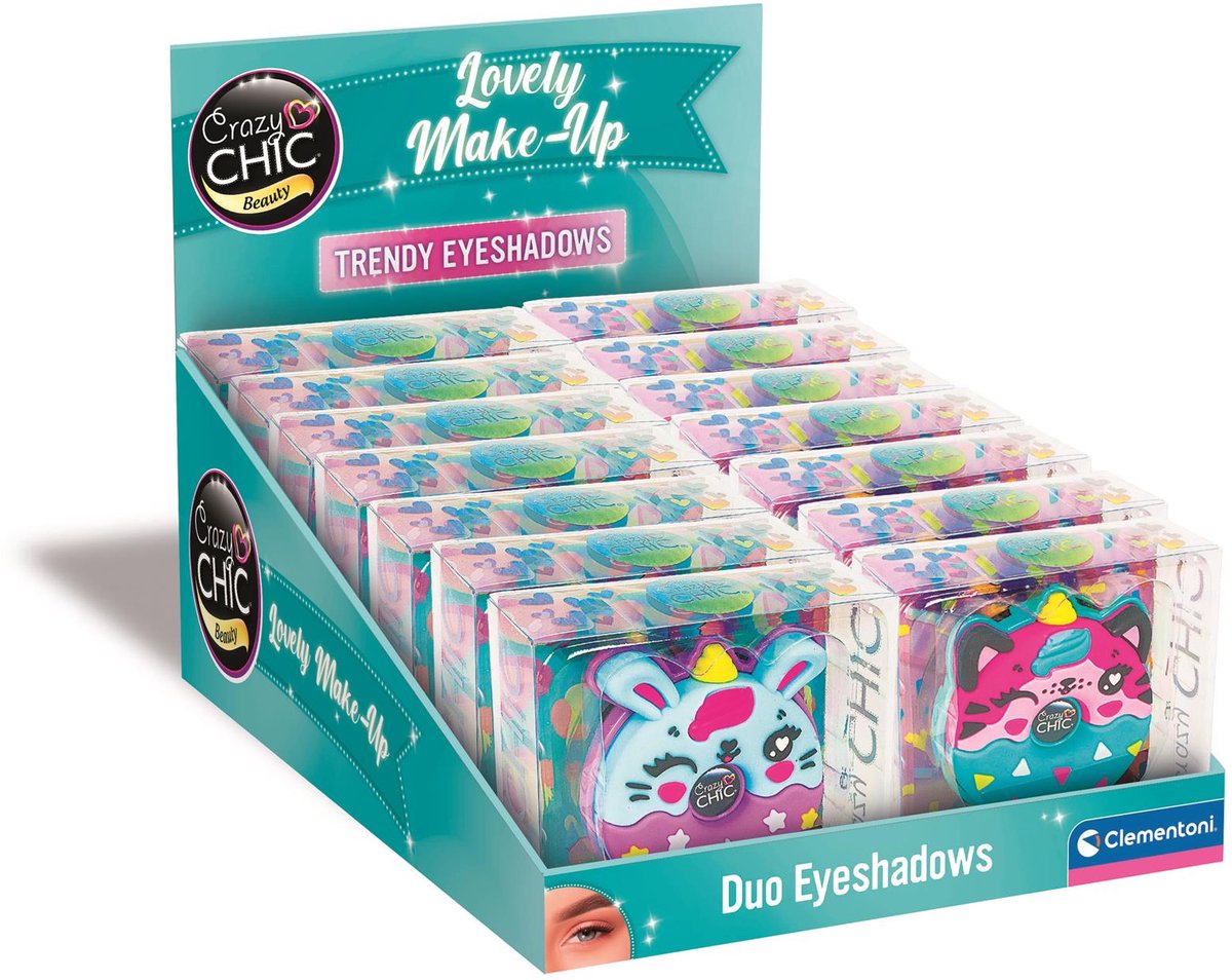 Clementoni fard à paupières crazy chic animaux beignet violet bleu