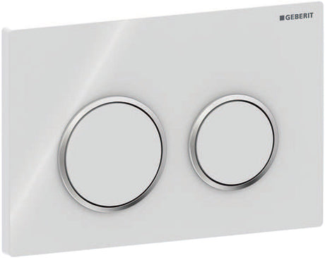 Plaque de commande Geberit omega20 - chasse d'eau 2 boutons - ronde - blanc chrome brillant blanc
