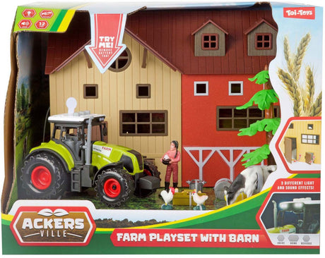 Toi-toys ackers ville farm avec tracteur, ensemble de jeu lumineux et sonore, 12 pièces.