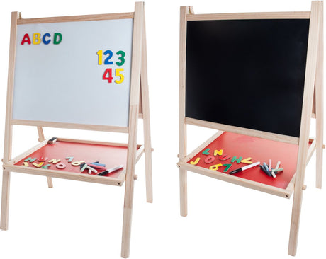Tableau blanc Longfield en bois - Tableau noir double face pour enfants - Plateau de jeu éducatif avec aimants, gomme à craie - Tableau d'apprentissage pour planche à dessin - Coeur d'ange