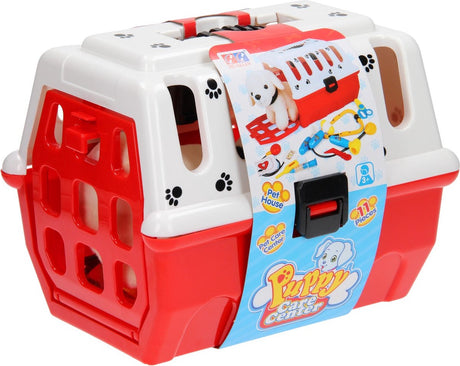 Jouets Lobbes, par exemple chien dans un panier de voyage, ensemble de jeu vétérinaire