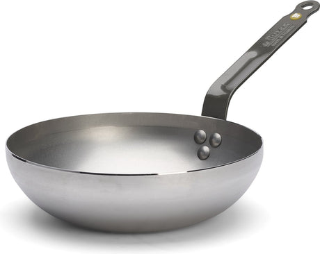 Debuyer de Buyer Mineral B Wok Poêle 24 cm - Fond large - Tôle d'acier - Sans PFA - Tous feux dont induction