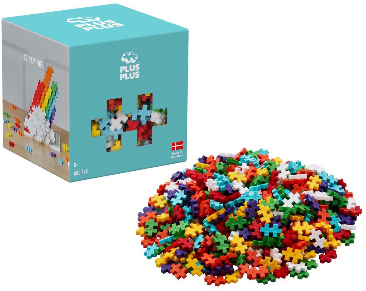 Ensemble de construction Plus-Plus Basic Rainbow 600 pièces - 3976 - jouets de construction - jouets de construction - ensemble avec blocs de construction - à partir de 5 ans