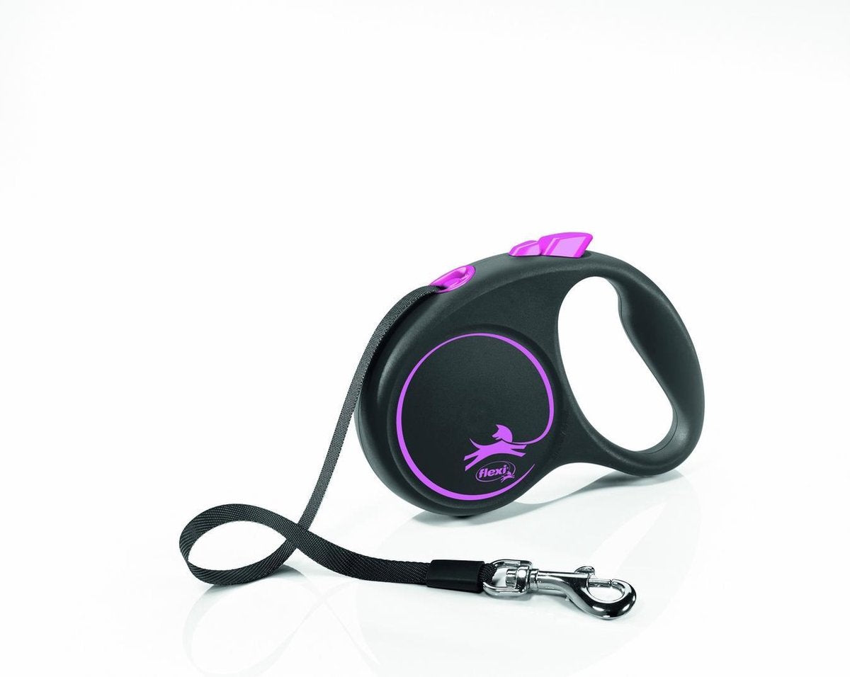 Ruban design noir ligne rétractable Flexi rose