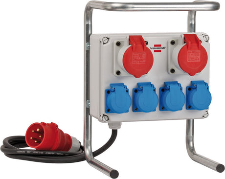 Petit répartiteur de courant compact Brennerstuhl BKV 2 4 G Répartiteur de courant de construction IP44 avec cadre en tube d'acier (câble de 2 m, pour une utilisation continue en extérieur IP44)