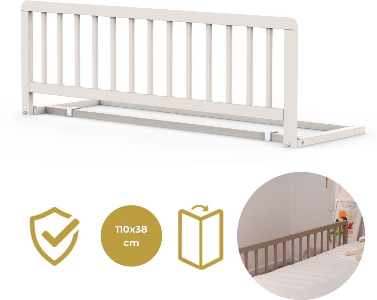 Barrière de lit en bois Geuther - barrière de lit - lissi - barrière de sécurité - 110x38cm - couleur esthétique - sable
