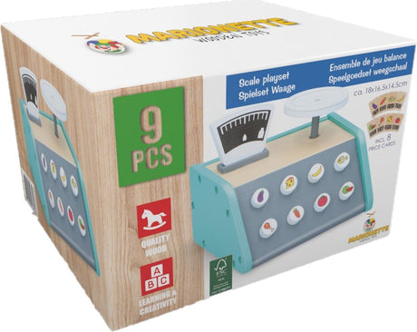 Balance de jouets en bois pour marionnettes - avec 9 cartes - jouets d'apprentissage - label de qualité FSC - bois
