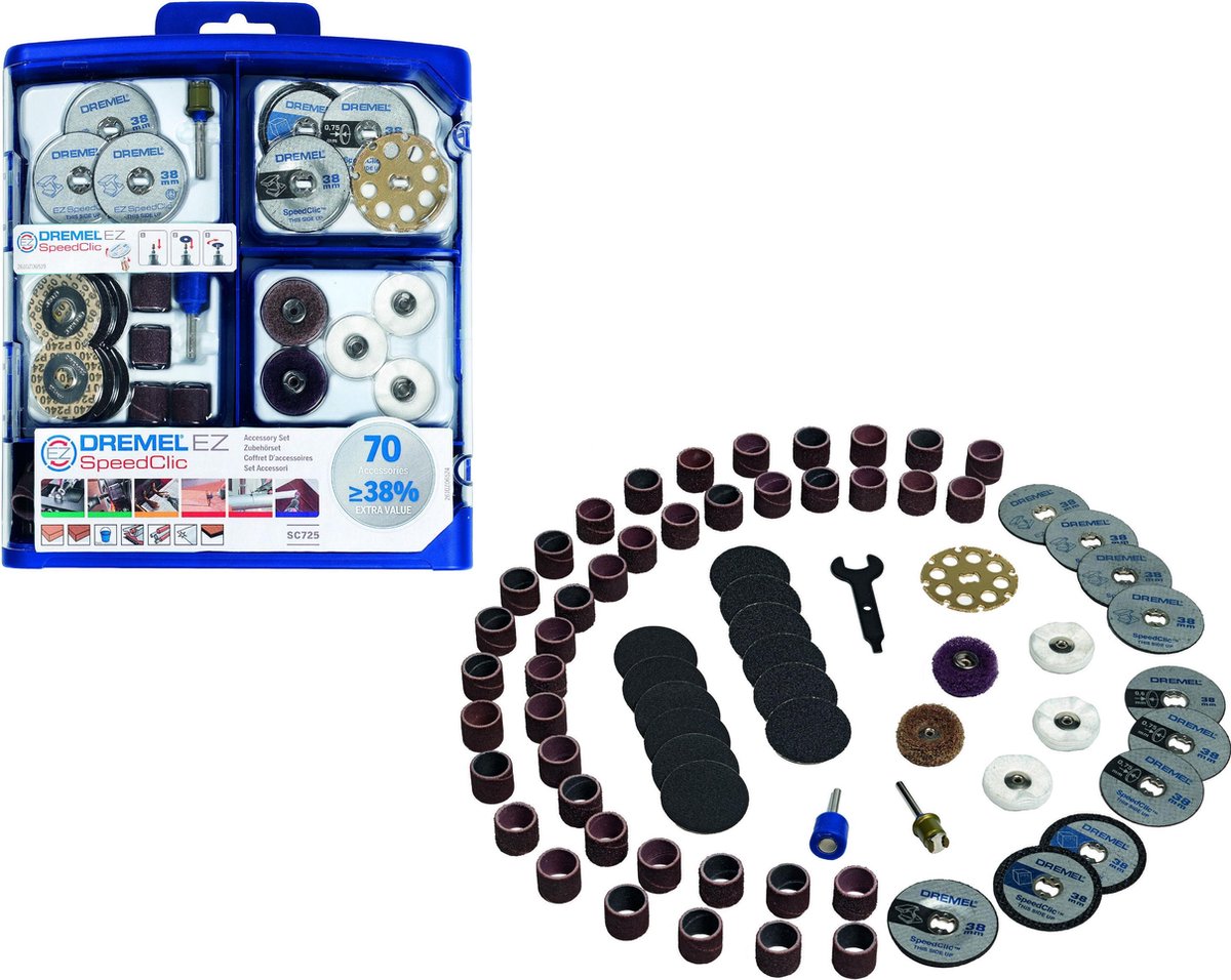 Ensemble d'accessoires multi-outils Dremel sc725 - 70 accessoires ez speedclic