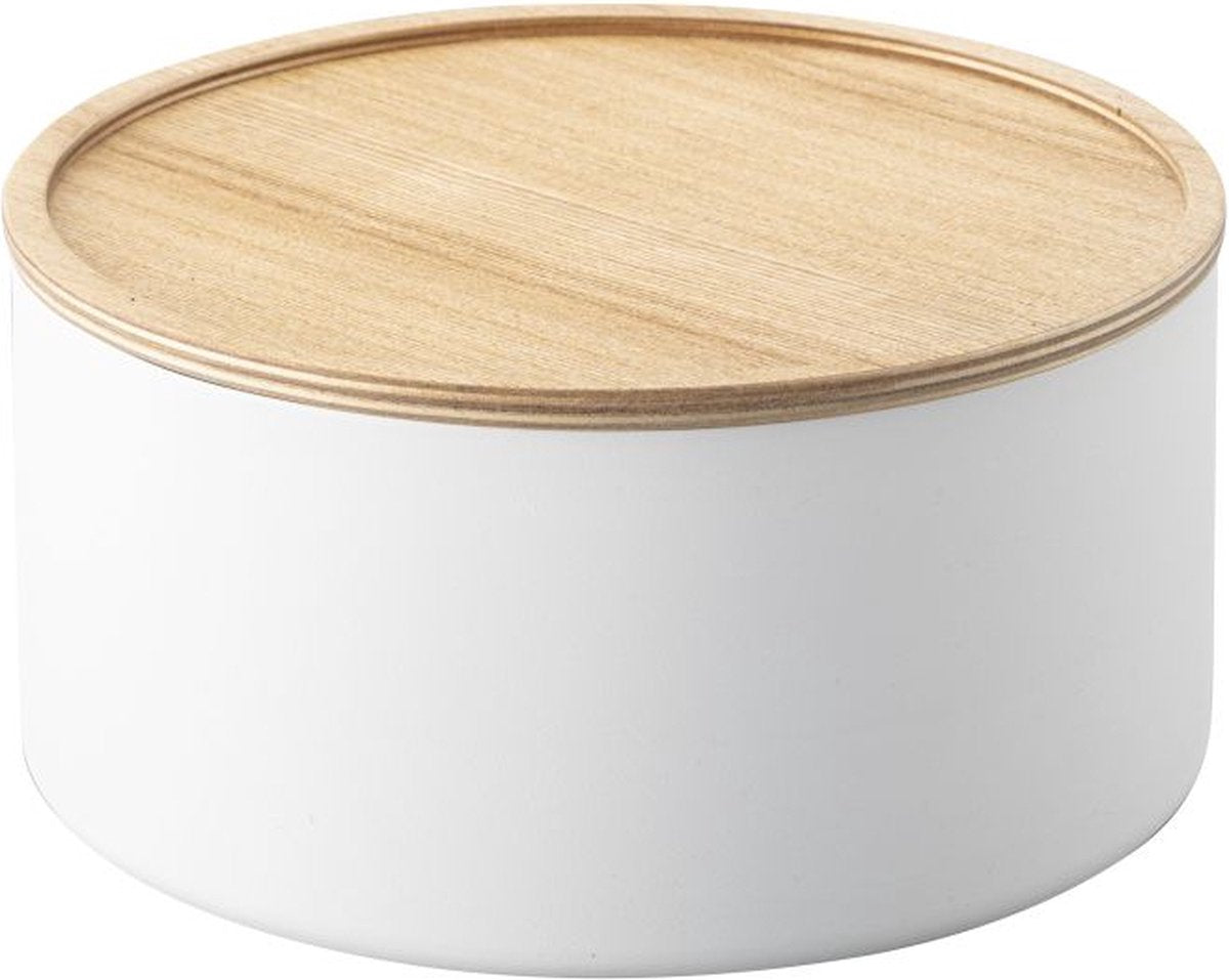 Boîte de rangement Yamazaki avec couvercle - haute - rin - blanc
