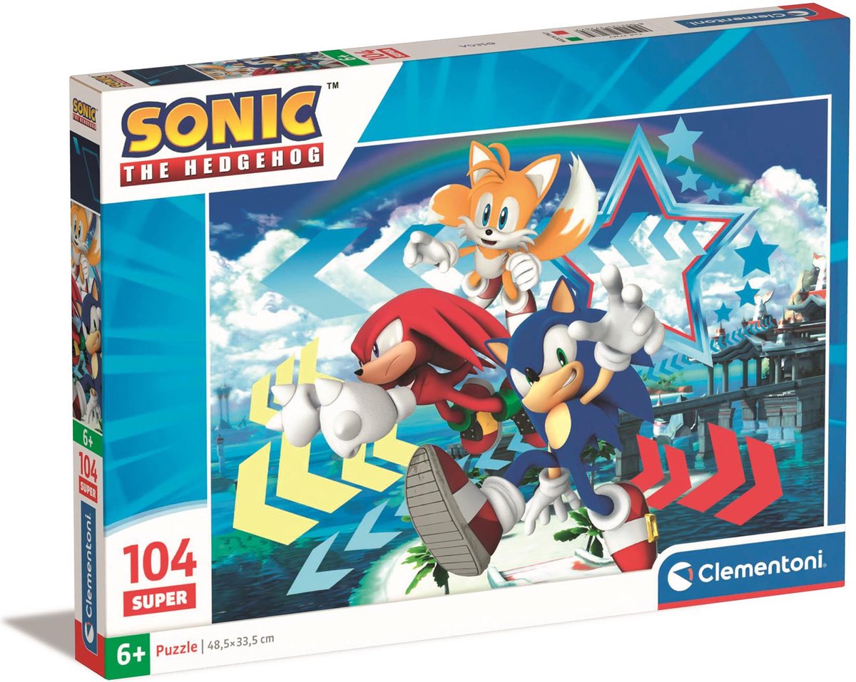 Clementoni puzzle super sonic, 104 pièces.