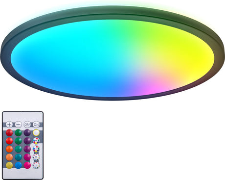 Briloner b.k.light - plafonnier LED rgb - noir - dimmable - avec lumière indirecte - lumière colorée - avec télécommande - ø42cm