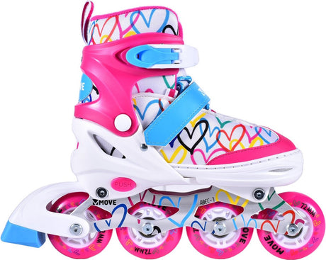 Rollers en ligne Move - love s 30-33 - blanc rose - taille réglable 30 au 33