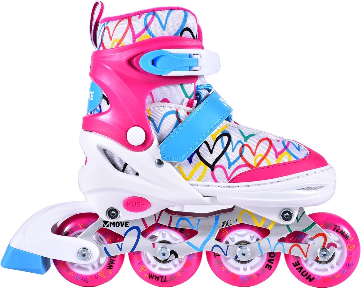 Rollers en ligne Move - love l 38-41 - blanc rose - taille réglable du 38 au 41