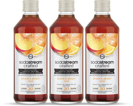 Sodastream crafted mixers sirop de pêche, gingembre et citron - paquet de 3