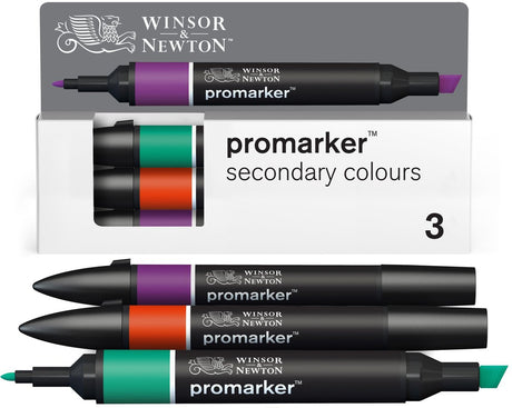 Winsor Newton 0290192 promarker set 3 pièces – couleurs secondaires – marqueurs à alcool à double pointe