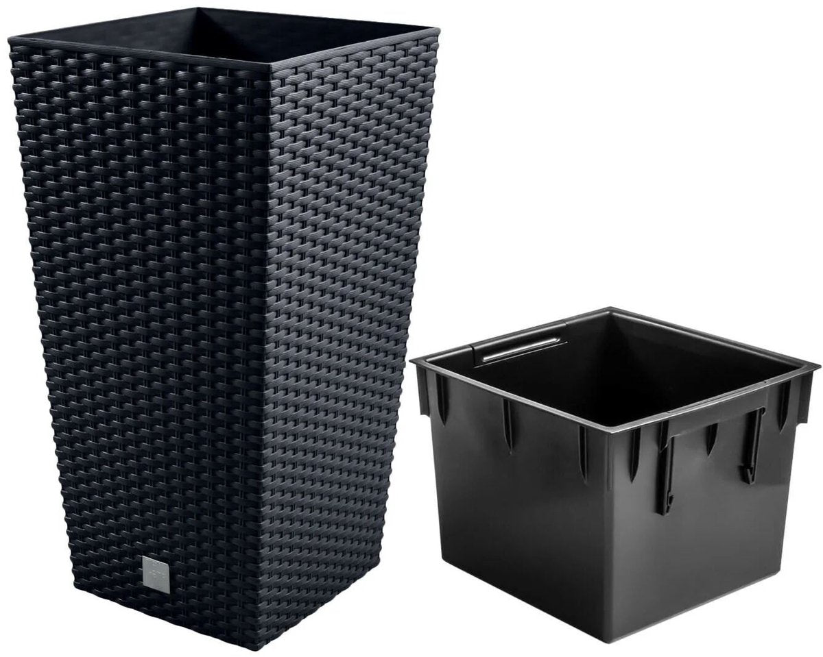 Prosperplast rato carré - pot de fleur - anthracite - forme épurée - matériau durable - 40x40x75 cm