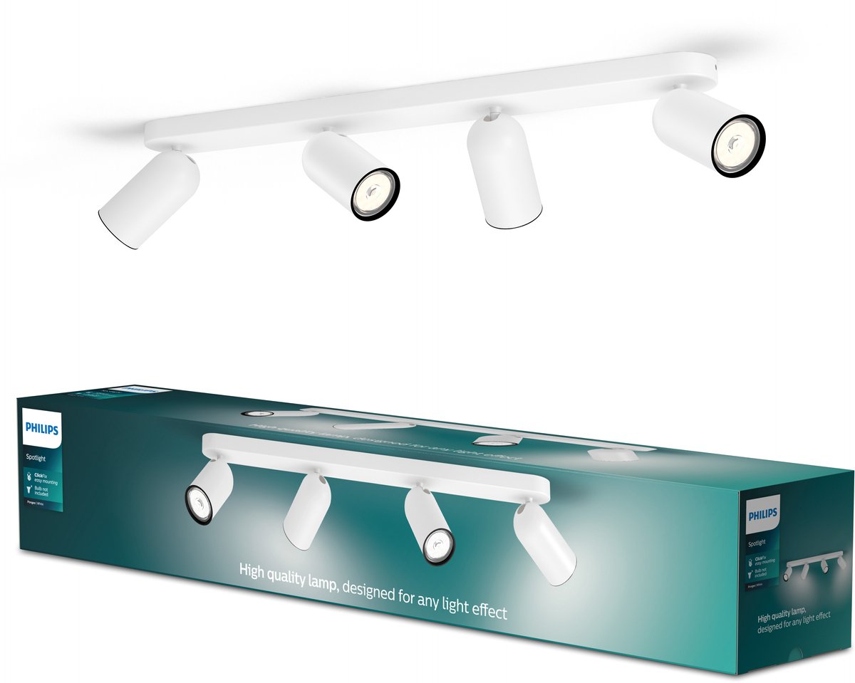 Philips led philips pongee opbouwspot - 4-lichts - wit