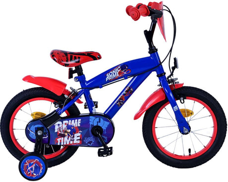 SONIC Prime Children's Bicycle - Boys - 14 pouces - Blue Red - deux freins à main