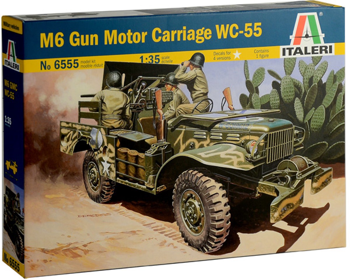 Kit de modèle Italeri véhicules militaires-6555 m6 dodge gun chariot à moteur wc-55 plastique-1:35-modélisme