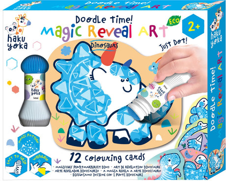 Haku Yoka Magic Reveal Art - Dinosaures - 12 cartes de couleurs - 2 ans