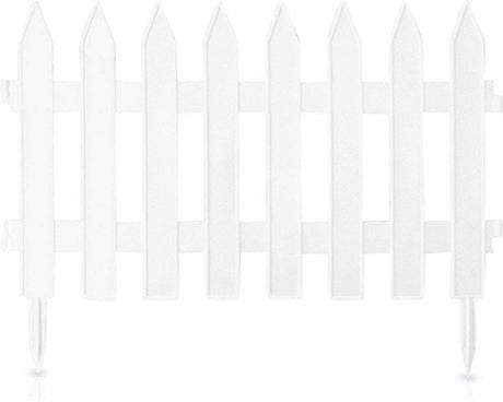 Portails de jardin Prosperplast - 7x pièces - plastique - 320 cm - blanc - bordure - clôture de jardin
