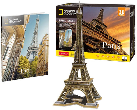 Puzzle 3D amusant et cubique, tour eiffel géographique nationale
