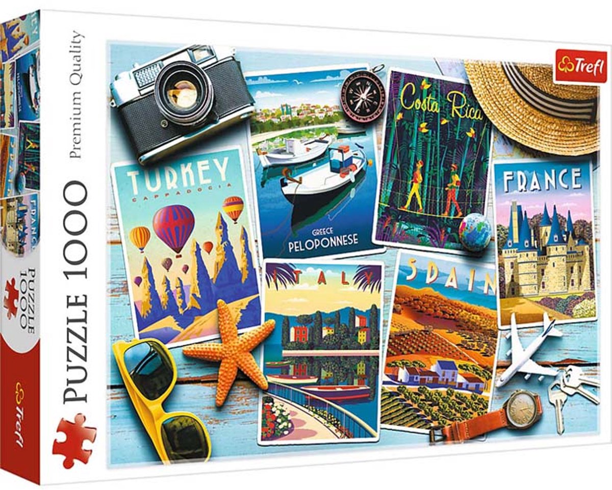 Trefl puzzle 1000 pièces cartes de vacances puzzle adultes.