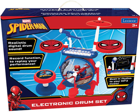 Lexibook my rock band spider-man batterie électronique lumineuse complète avec tabouret