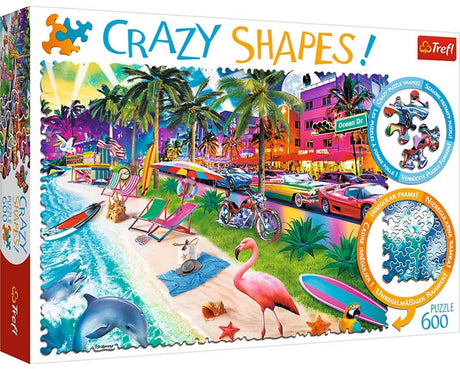 Puzzle Trefl - formes folles plage de Miami - 600 pièces en carton.