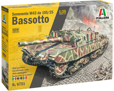 Italeri maquette voiture - 6751 semovente ansaldo fiat m43 da 105 25 -bassotto- - chasseur de chars plastique - 1:35 - maquette