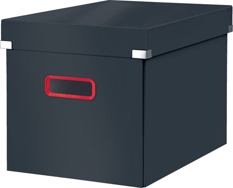 Grande boîte de rangement Leitz Click Store - Carton recyclé à 80 % - 32 x 31 x 36 cm (LxHxP) - Boîte de rangement pliable avec couvercle - Gris velours