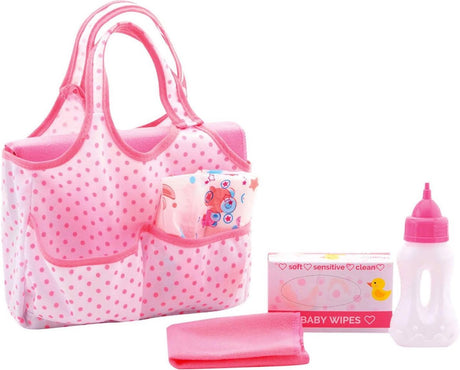Sac à couches bébé rose avec accessoires