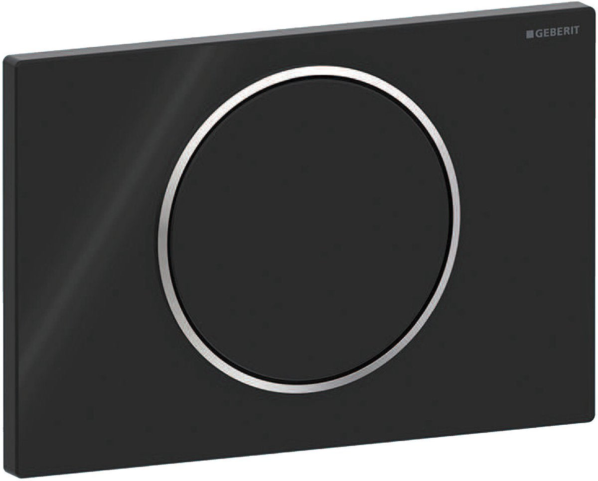 Plaque de commande Geberit sigma10 - chasse d'eau - ronde - noir noir brillant