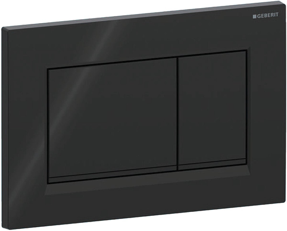 Plaque de commande Geberit sigma20 - 2 boutons affleurants - boutons rectangulaires - noir noir mat noir