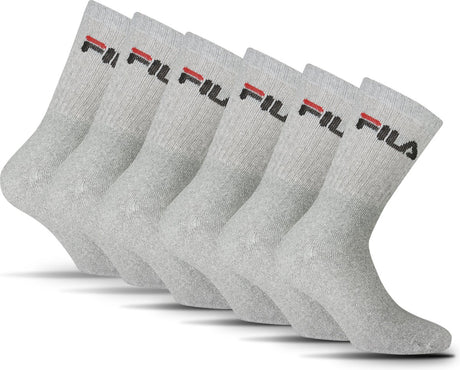 Chaussettes de sport Fila Crew - taille 35 38 - paquet de 6 - gris