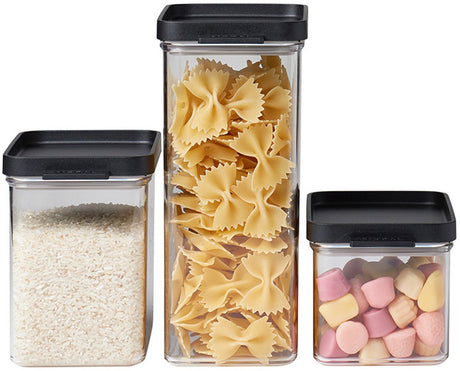 Mepal omnia bewaardozen - 3-delige set - voorraaddoos - zwart